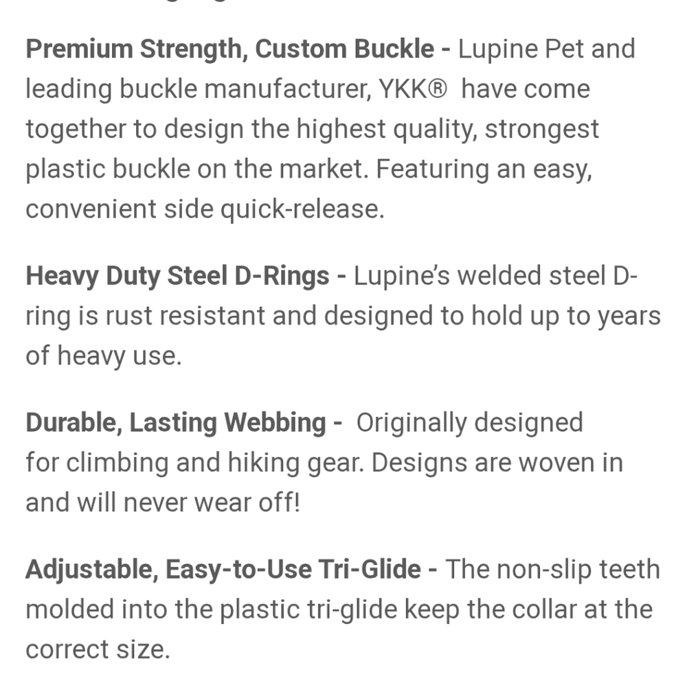 LUPINE Pet "Peace Pup" Design 3/4" Adjustable Nylon Dog Collar Size 15"-25" - Picture 10 of 11